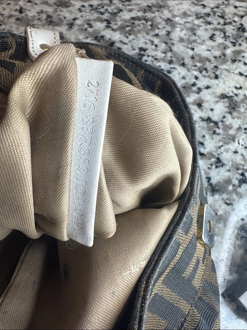 Fendi Zucca Baguette FF Logo Shoulder Bag in Brown and Cream - Picture 2 of 8